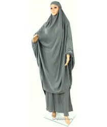 Womens 2 Piece Ehram Ahram Khimar Prayer Dress Outfit - Grey